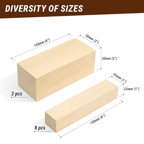 BeaverCraft DIY08 Wood Carving Kit for Kids BW10 Large Basswood Carving Blocks Set Basswood for Wood Carving Unfinished Wood Blocks
