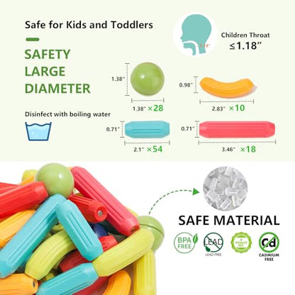 COUOMOXA Magnetic Building Blocks STEM for Kids: Educational Magnetic Set for 6-9+Years Old for Boys Girls - Construction Toys for Early Development Learning for Kids - style: 110 PCS