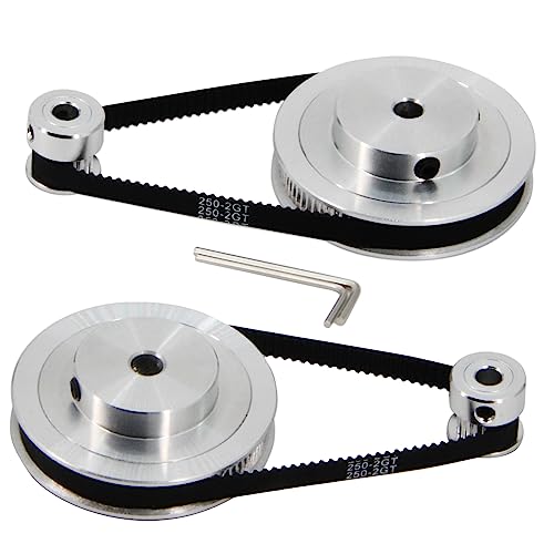 2PCS Set GT2 Synchronous Wheel 20&80 Teeth 6mm Bore Aluminum Timing Pulleys with 2PCS Length 250mm Width 6mm Belt (20-80T-6B-6) - style: 20-80T-6B-6