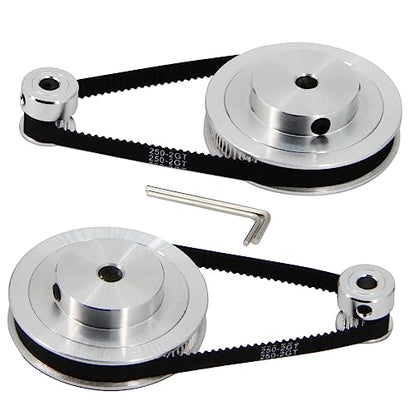 2PCS Set GT2 Synchronous Wheel 20&80 Teeth 6mm Bore Aluminum Timing Pulleys with 2PCS Length 250mm Width 6mm Belt (20-80T-6B-6) - style: 20-80T-6B-6