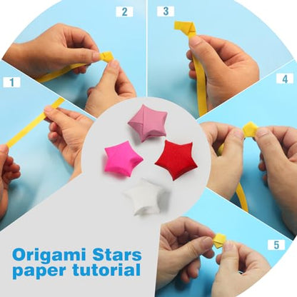 FoDau770 Solid Color Star Paper Strips - 1080 Sheet, Red Series - color: Solid Red Series