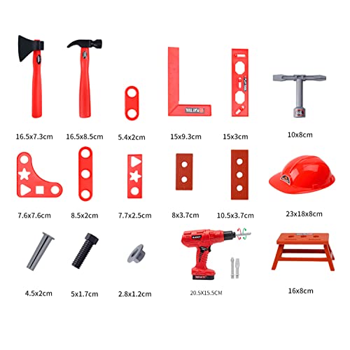 Kids Tool Set, 55 Pcs with Box and Electronic Toy Drill for Child Ages 3+