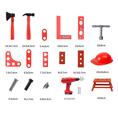Kids Tool Set, 55 Pcs with Box and Electronic Toy Drill for Child Ages 3+