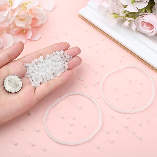 1000Pcs 4mm White Round Glass Beads for Necklaces - color: White, size: 4mm 1000pcs