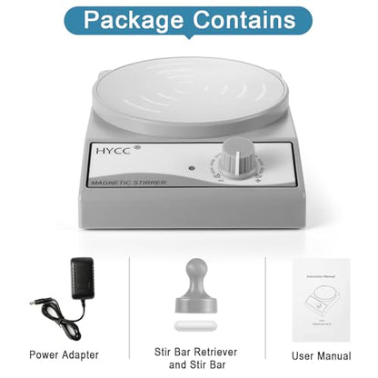 HYCC Laboratory Magnetic Stirrer with Magnetic Stirring bar and Stirring bar Retriever, 3000 RPM, max. Capacity: 3000ml - color: Grey