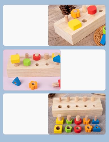 Children Nut Bolts Education Toys Montessori Color Shape Wooden Sensory Toy Kids Fine Motor Skill Screw Board Matching Cognition Game