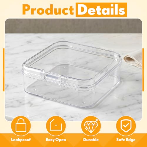 SATINIOR 48 Packs Clear Small Plastic Containers Transparent Storage Box with Hinged Lid for Small Items Crafts Jewelry (2.12 x 2.12 x 0.79 Inches) - size: 2.12 x 2.12 x 0.79 in