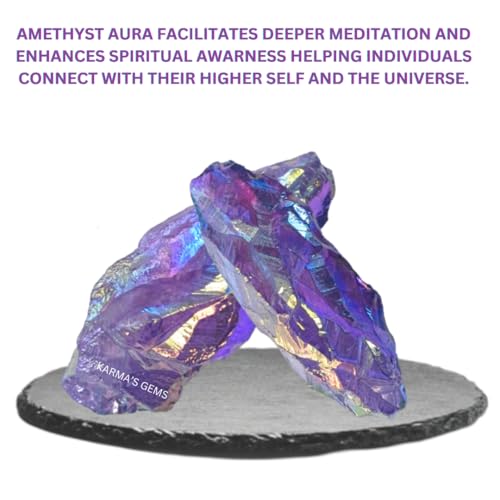 Crystals, Rocks, Jade, Crystals and Healing Stones, Witchcraft Supplies, Healing Crystals, Stones, Healing Stones, Rock Collection, Agate, Raw Stones (Amethyst Aura Quartz, 2 Pcs) - color: Amethyst Aura Quartz