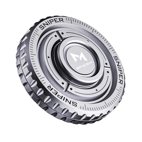 2-in-1 Metal Fidget Spinner Slider, Silent EDC Desk Toys, Silver - style: Tactical Precision Mech Sniper, Industrial Minimalism, Executive & Professional Style, Hardcore EDC & Mechanical Aesthetic