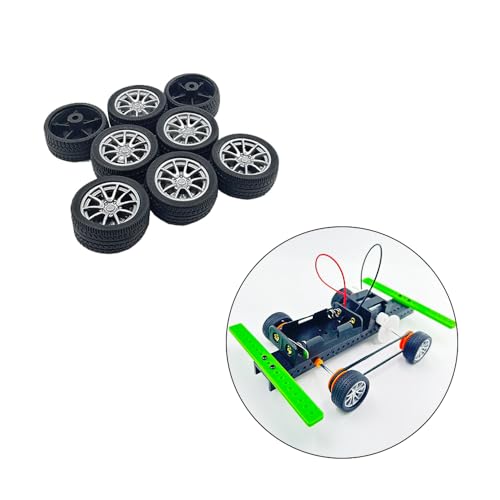 8PCS Toy Car Tire RC Car Rubber Tire with Metal Shaft Axles for RC Car Truck DIY Model Toy Building Projects (2.5x28mm) - style: 2.5x28mm