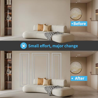 Art3d Premade Bilinear Frame Molding Set, Wainscoting Panels, 3 Whole Frame - color: Whole Bilinear Frame White