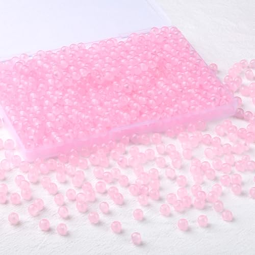 500Pcs Pink Glass Beads for Bracelets - color: Pink