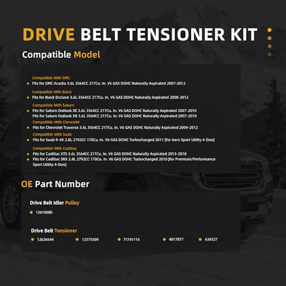 Belt Tensioner Serpentine Belt Idler Pulley Kit for GMC Acadia 2007-2012 - size: for Acadia/Traverse/Enclave 2008-2018