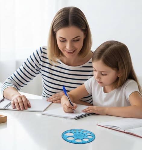 2 Pcs Circle Ruler, Multi-Function Circle Templates Stencil for Drawing - color: Blue & Green