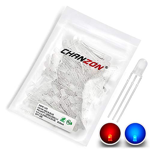 CHANZON 100 pcs 5mm Red & Blue Diffused LED Diode Lights Common Anode - color: E) Red & Blue (Ca) (100pcs)
