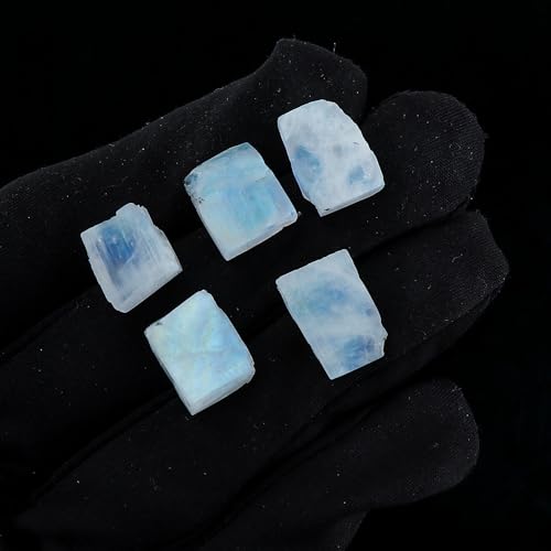 CRYSTALIS (5pcs) Rainbow Moonstone Wholesale Bulk Natural Loose Gemstone Rough, Jewelry Making Supply, Healing Raw Stones, Wire Wrapping, DIY, Cabbing, Tumbling, Collectible Gemstones (10-15mm)