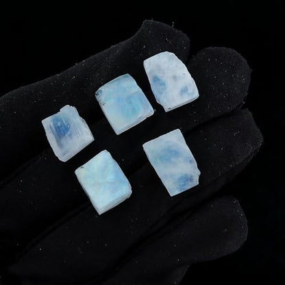 CRYSTALIS (5pcs) Rainbow Moonstone Wholesale Bulk Natural Loose Gemstone Rough, Jewelry Making Supply, Healing Raw Stones, Wire Wrapping, DIY, Cabbing, Tumbling, Collectible Gemstones (10-15mm)