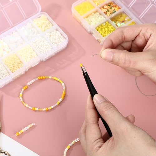 Norme 2 Sets Glass Seed Beads and Loose Sequins Kit Loose Beads for Jewelry Making DIY Crafts Felt Kits Embroidery Bracelets and Necklaces 20 Colors(Yellow, Beige) - color: Yellow, Beige
