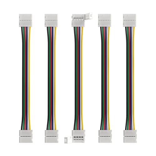 BTF-LIGHTING 5PCS 6Pin 12mm Wide Dual End with 15cm Long Cable LED Strip Solderless DIY Connector Adapter Conductor for RGBCCT RGBWW LED Flexible Strip Light - size: Dual End Connector (Pack of 5)