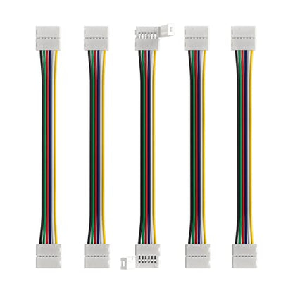 BTF-LIGHTING 5PCS 6Pin 12mm Wide Dual End with 15cm Long Cable LED Strip Solderless DIY Connector Adapter Conductor for RGBCCT RGBWW LED Flexible Strip Light - size: Dual End Connector (Pack of 5)