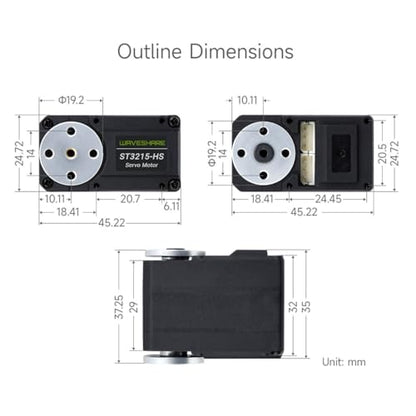Waveshare 20kg.Cm Bus Servo Motor, 106PRM High Speed, Large Torque, with 360 Degrees High Precision Magnetic Encoder, Two-Way Feedback, Servo/Motor Mode Switchable