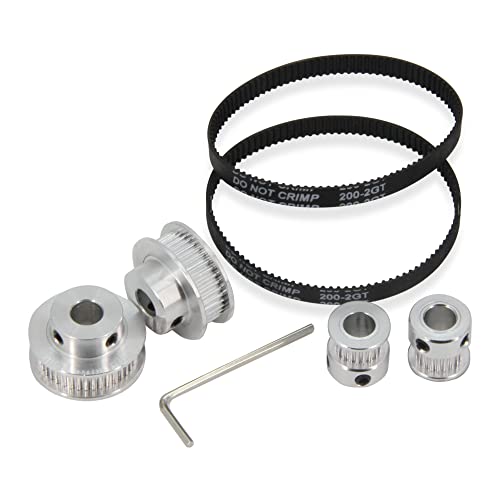 2PCS Set GT2 Synchronous Wheel 20&40 Teeth 8mm Bore Aluminum Timing Pulleys with 2PCS Length 200mm Width 6mm Belt (20-40T-8B-6) - style: 20-40T-8B-6