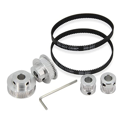 2PCS Set GT2 Synchronous Wheel 20&40 Teeth 8mm Bore Aluminum Timing Pulleys with 2PCS Length 200mm Width 6mm Belt (20-40T-8B-6) - style: 20-40T-8B-6