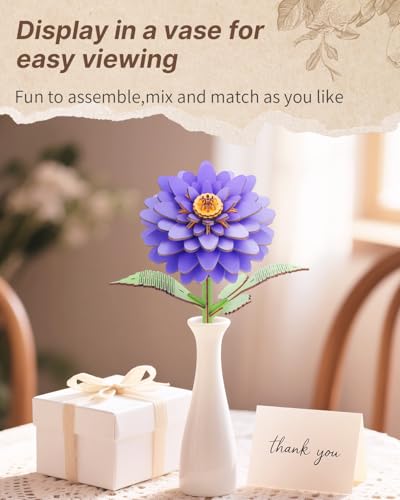 Kaayee 3D Wooden Flower Puzzles Dahlia, Wood Flowers Craft for Adults - color: Dahlia