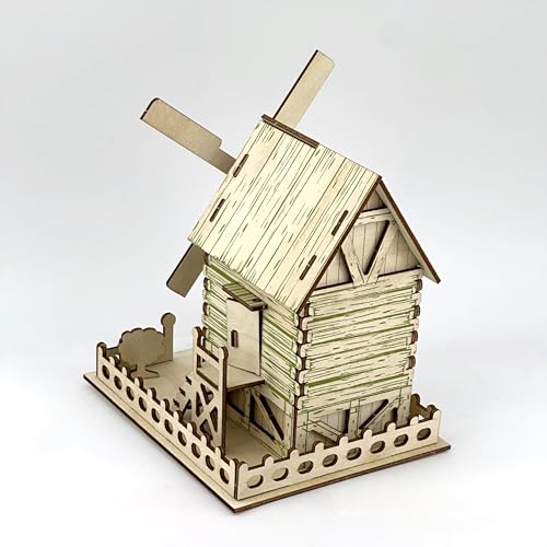 3D Puzzles for Adults, Log Cabin DIY Wooden House Model Kits for Adults to Build, Country Cottage Building Model, 3D Jigsaw Brain Teaser Puzzle, Dollhouse (Windmill Cottage)