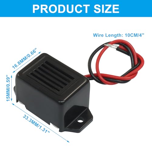 6 Pack Mini Buzzers, 12V Leads 400Hz Electronic Components, Mechanical Buzzer for Morse Code Projects/Electronic Enthusiasts