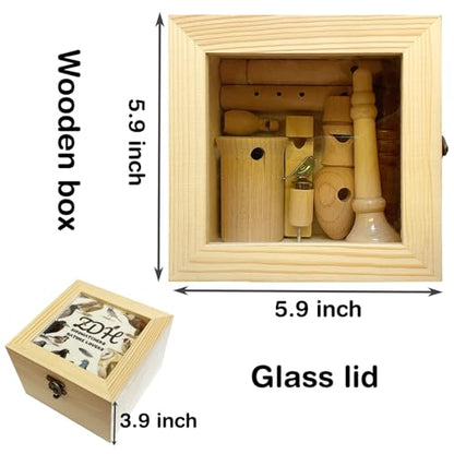 ZDH 9-Piece Wooden Bird Call Set – Handcrafted Bird-Call in Wooden Box for Birdwatchers, Nature Lovers, Outdoor Exploration & Education 5.9 * 5.9 * 3.9inch - size: 5.9*5.9*3.9inch