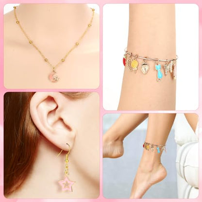 Flasoo 304Pcs Gold Charms for Jewelry Making, Assorted Bracelet Letter Charms for DIY Jewelry Making Necklace Bracelet, Keychains and Crafts