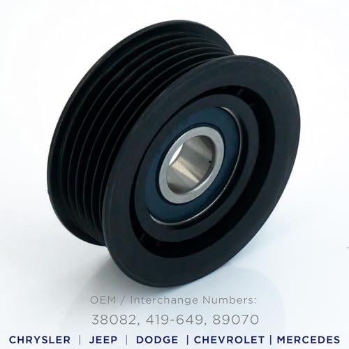 Belt Idler Pulley, 38082 Belt Tensioner Pulley for Select Chrysler, Dodge, Mercedes as Pacifica, Gladiator, Charger, Promaster etc Models. 45038 Automotive Replacement by KeeRoarin - size: 38082 - Universal