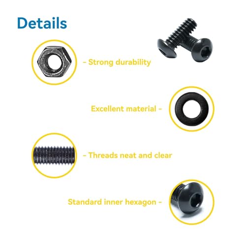 460Pcs M3*6/8/10/12/16/20/25mm, Button Head Socket Cap M3 Screws Bolts and Nuts Assortment Kit with 1 Hex Wrench, Black Zinc Plated, 8.8 Grade Alloy Steel - size: M3 460Pcs 6mm-25mm