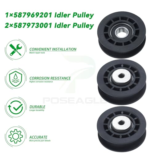 2 Pack 587973001 Pulley with 587969201 Pulley for Husqvarna LC221A - size: 2x587973001+1x587969201