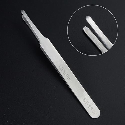 QDiShi Precision Tweezers Set,Upgraded Stainless Steel of Tweezers - Extra Fine,Angled,Blunt Tips for Electronics,Hobby, Industrial,Laboratory Work,Jewelry-Making,Model,Craft（3Pcs）