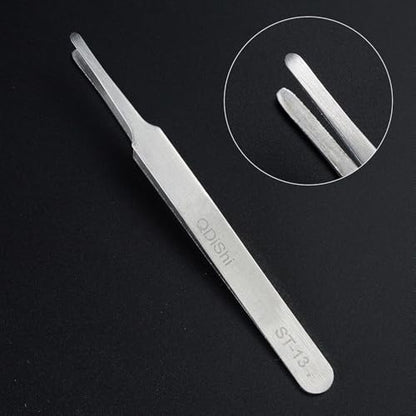 QDiShi Precision Tweezers Set,Upgraded Stainless Steel of Tweezers - Extra Fine,Angled,Blunt Tips for Electronics,Hobby, Industrial,Laboratory Work,Jewelry-Making,Model,Craft（3Pcs）