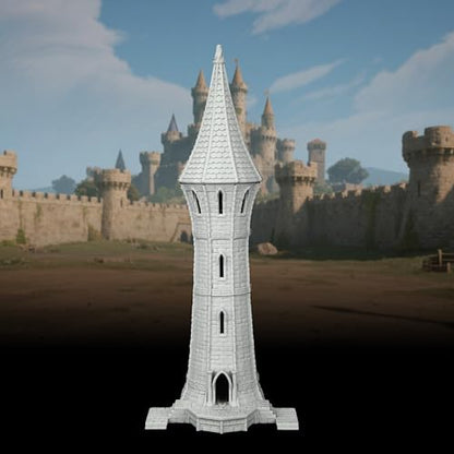 AUSPDICE Gothic Watchtower DND Terrain, 25mm Stone Spire RPG Scenery - color: Af1104 L City Building 6