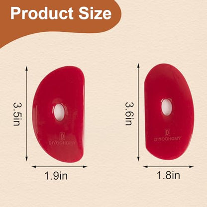 DIYOOHOMY 2 Pcs Soft Silicone Pottery Ribs for Ceramic, Mud and Clay Tools - color: red-2