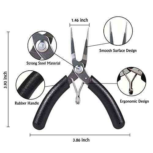 Microworld 3D Metal Model Tools, 2Pcs/Set Mini Flat Nose Plier Nipper Tool with Comfort Grip Handle, Professional for DIY 3D Metal Puzzle Model Kit Jigsaw Assembling
