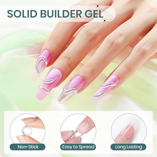 Solid Builder Gel for Nails 3D Nail Gel Art Non-Stick Hand Sculpture Gel - color: Clear&Aurora Blue