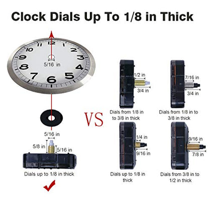 EMOON High Torque 12888 Clock Movement Mechanism with 3 Pairs of Hands, Silent Sweep Quartz Clock Motor Kit for Clock Repair DIY Replacement (Total Shaft Length 5/8 in, Black) - size: Total Shaft Length 5/8 in