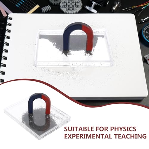 CLISPEED Magnetic Field Demonstrator Iron Filings Case with Magnet for Physics Experiments Science Experiment Instrument for Classroom Teaching Student-Led Demonstrations 3.70 X 2.75 X 0.47 in