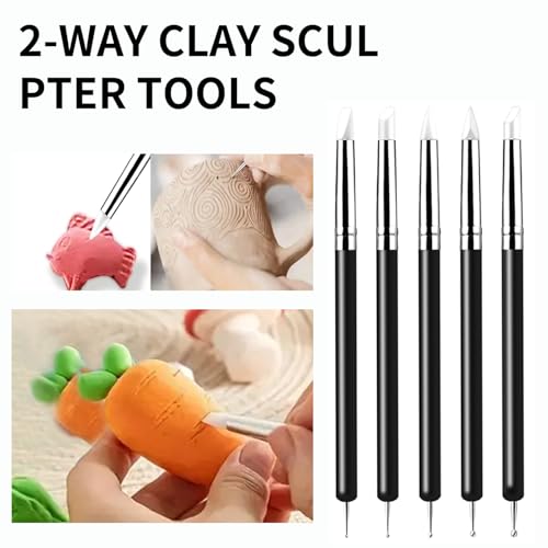 15 PCS Blue Clay Sculpting Tools Set, Professional Silicone Brushes & Dotting Tools Kit for Polymer Clay, Air Dry Clay, Pottery, Modeling & Crafting for Adult-Black - color: 15Pcs-Black