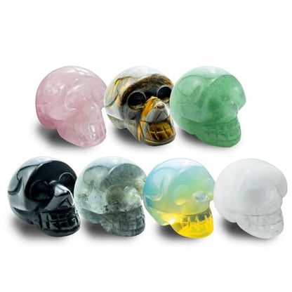 7pcs 1 inch Natural Crystals Skulls Mineral Gems Ghost Head Polished Carved Reiki Healing Gift Desktop Home Decor Stone Crafts Statues (Natural Crystal Skull- random7pcs) - color: Natural Crystal Skull- Random7pcs