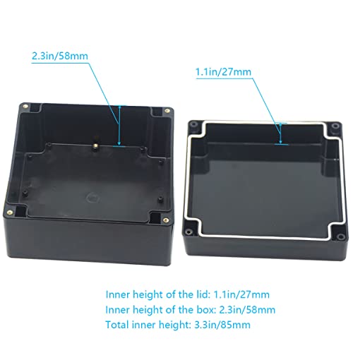 Junction Box, Zulkit Project Box IP65 Waterproof Outdoor Box ABS Plastic Electrical Boxes Electronic Enclosure Black 6.3 x 6.3 x 3.5 inch(160 x 160 x 90 mm)(Pack of 1) - size: 6.3" x 6.3" x 3.5"(Pack of 1)
