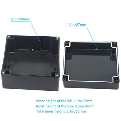 Junction Box, Zulkit Project Box IP65 Waterproof Outdoor Box ABS Plastic Electrical Boxes Electronic Enclosure Black 6.3 x 6.3 x 3.5 inch(160 x 160 x 90 mm)(Pack of 1) - size: 6.3" x 6.3" x 3.5"(Pack of 1)