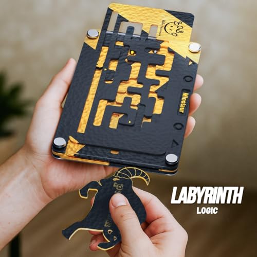 Wooden Labyrinth Board Game – 2-in-1 Double-Sided Marble Maze with 2 Balls & Movable Panels | Brain Teaser Puzzle Challenge for Adults - color: Black With Gold