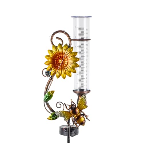 Stargarden Rain Gauge Outdoor, Solar Rain Gauge - color: Yellow Bee