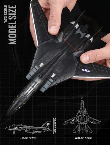 SEBUNAS 1:72 Scale F-14 Tomcat Fighter Jet Quick Build Model Kit (Black) - color: 2.F14 Black